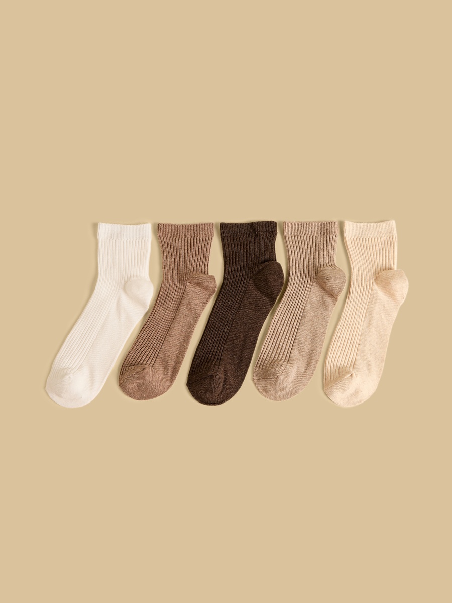 Pack of 5 - Ribbed Crew Length Socks