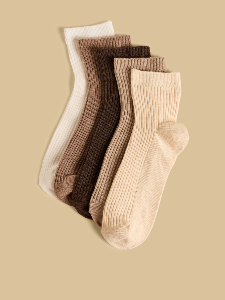 Pack of 5 - Ribbed Crew Length Socks