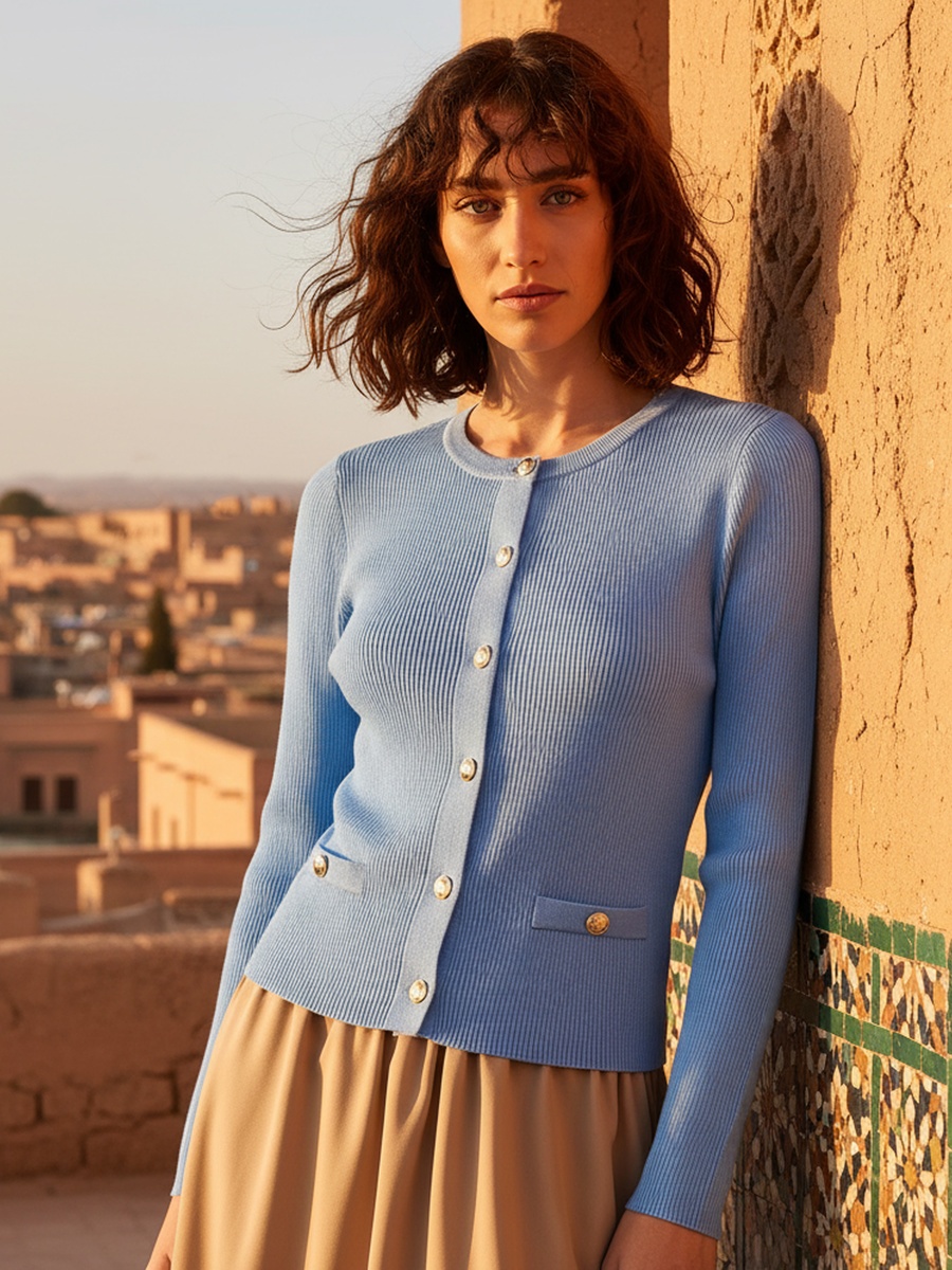 Textured Cardigan with Button Detail