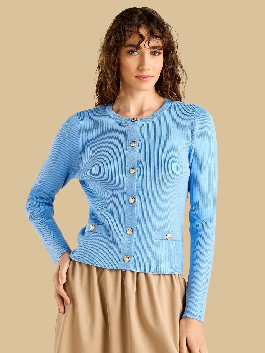 Textured Cardigan with Button Detail