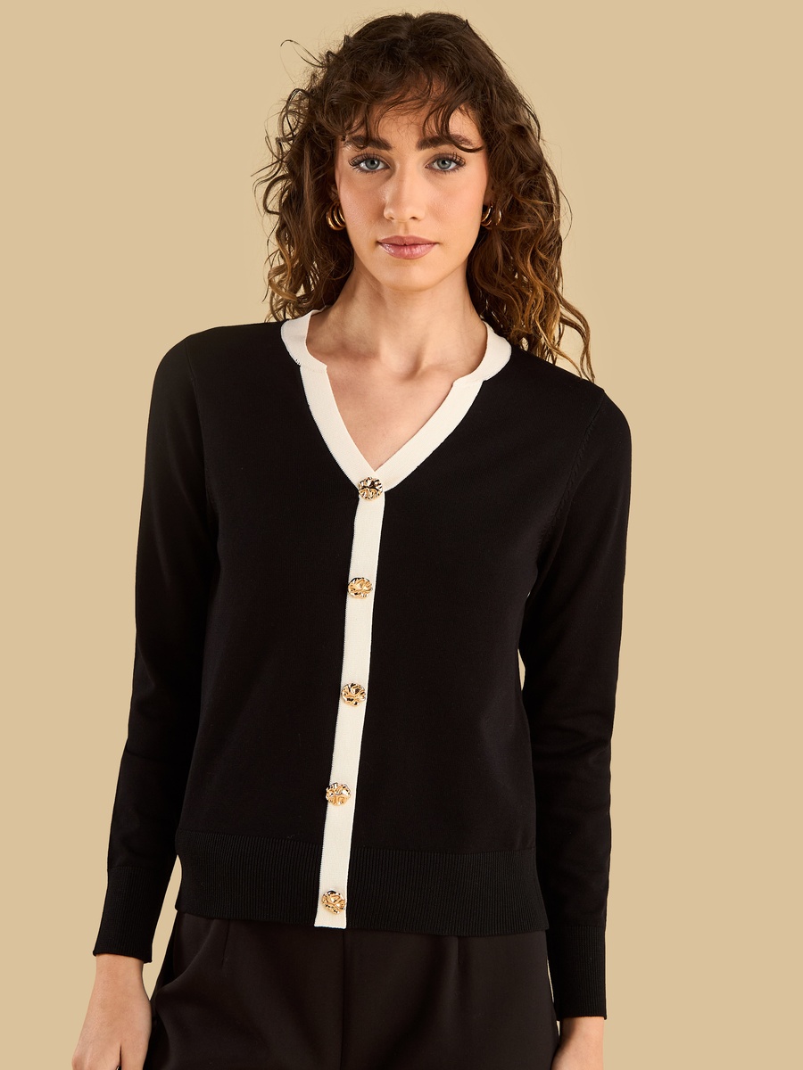 Contrast Trim Cardigan