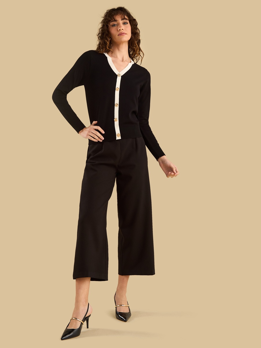 Contrast Trim Cardigan