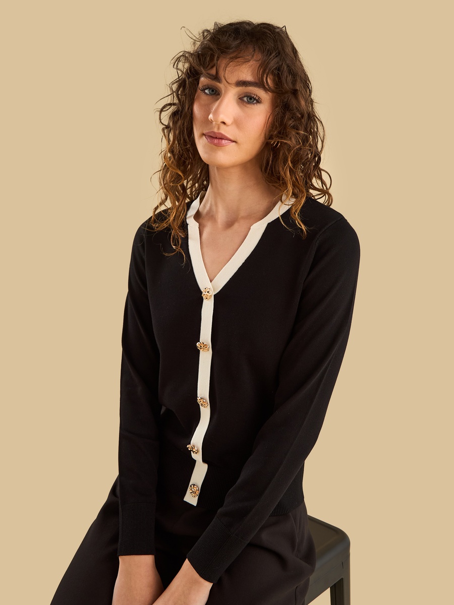Contrast Trim Cardigan