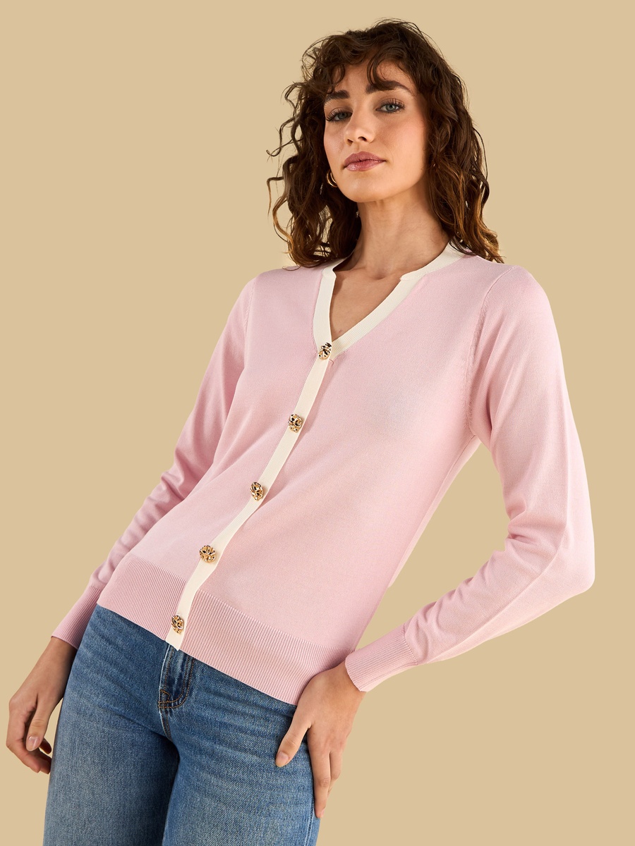 Contrast Trim Cardigan
