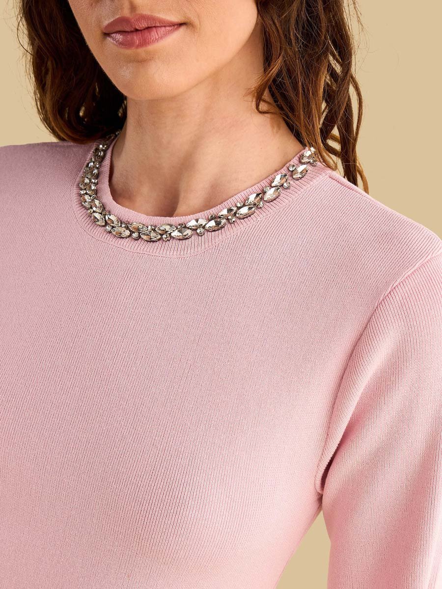 Embellished Neck Sweater