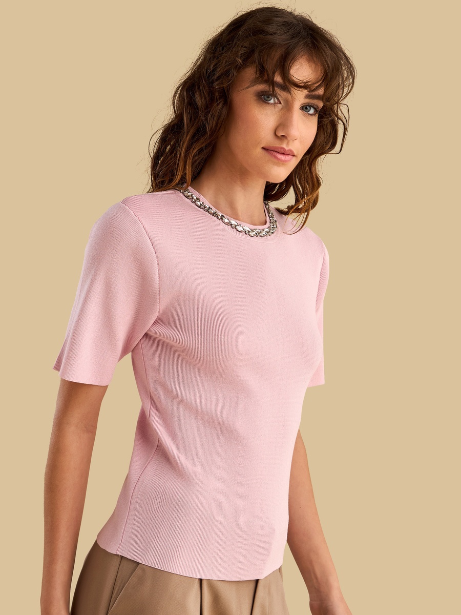 Embellished Neck Sweater