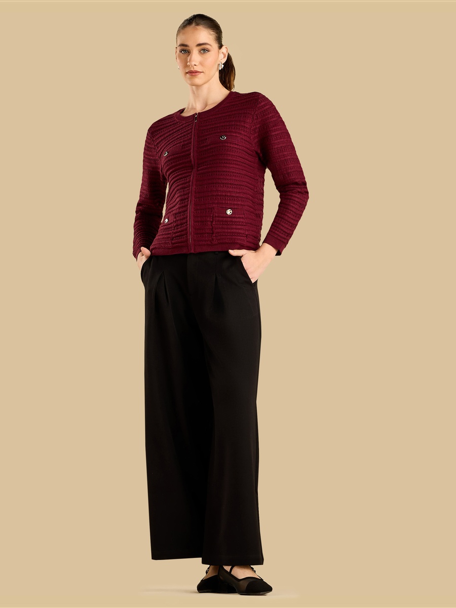 Textured Cardigan with Button Accent