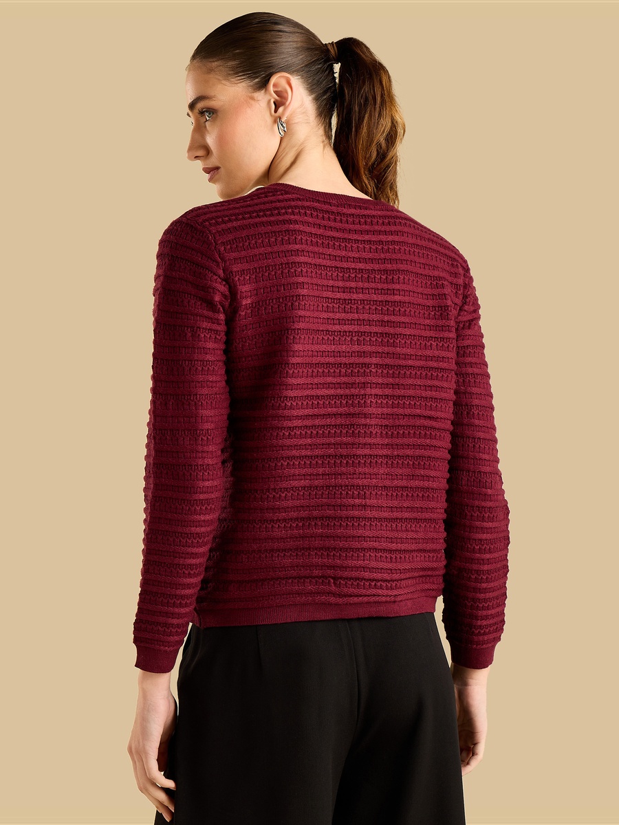 Textured Cardigan with Button Accent