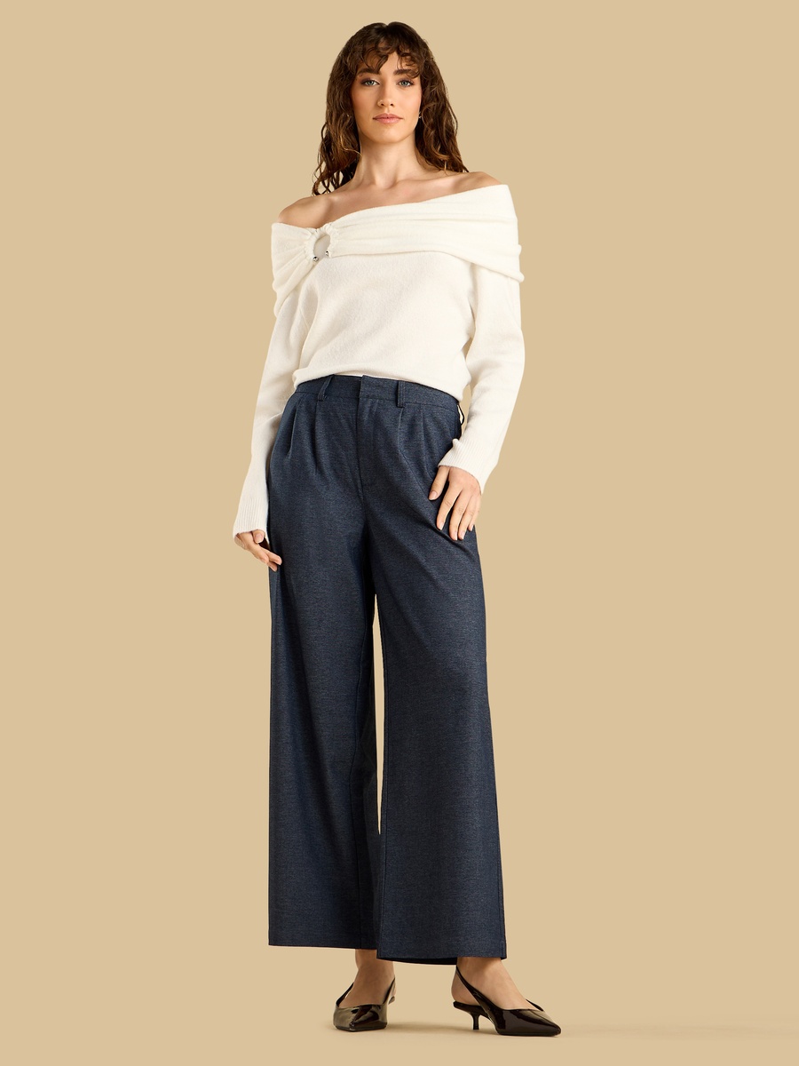 Metal Accent Off Shoulder Sweater