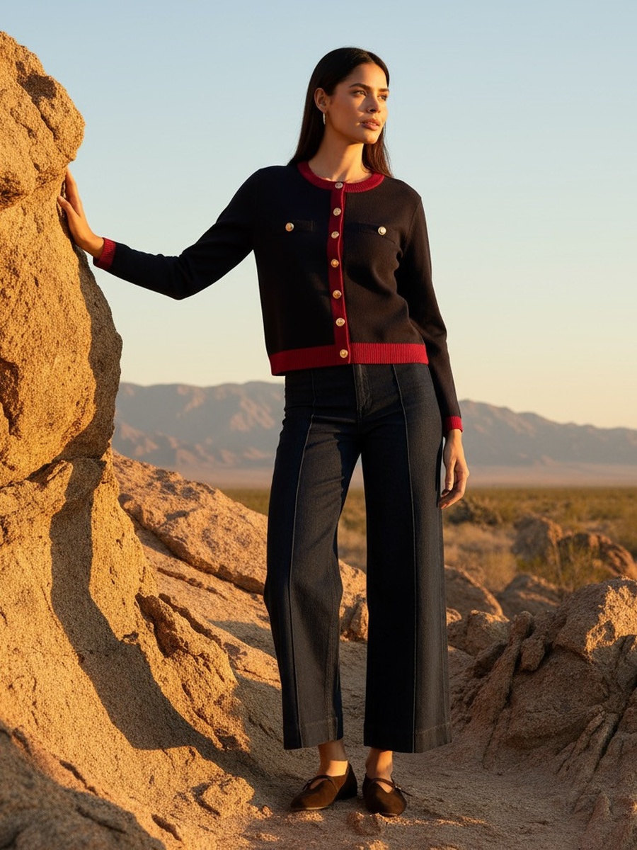 Textured Cardigan with Button Detail