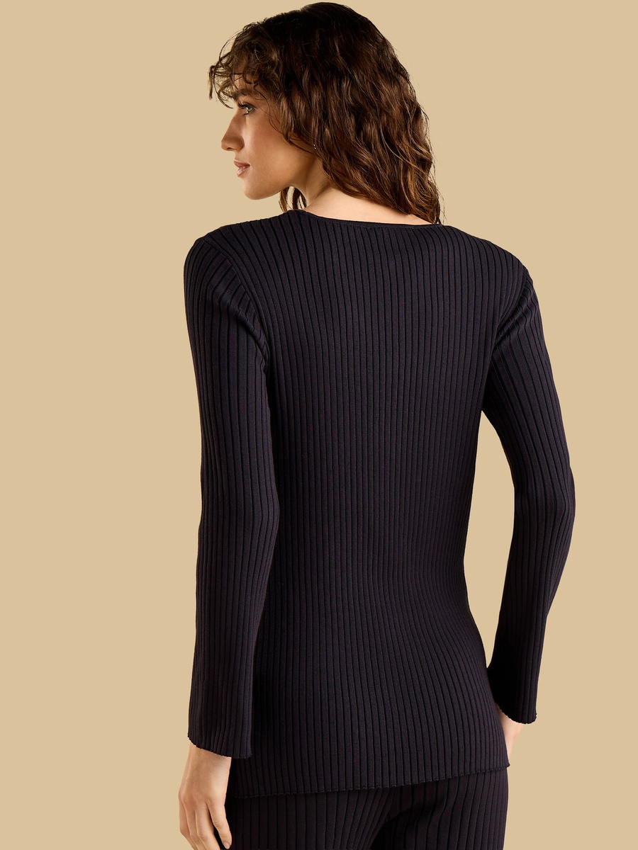 Ribbed Button Detail Top