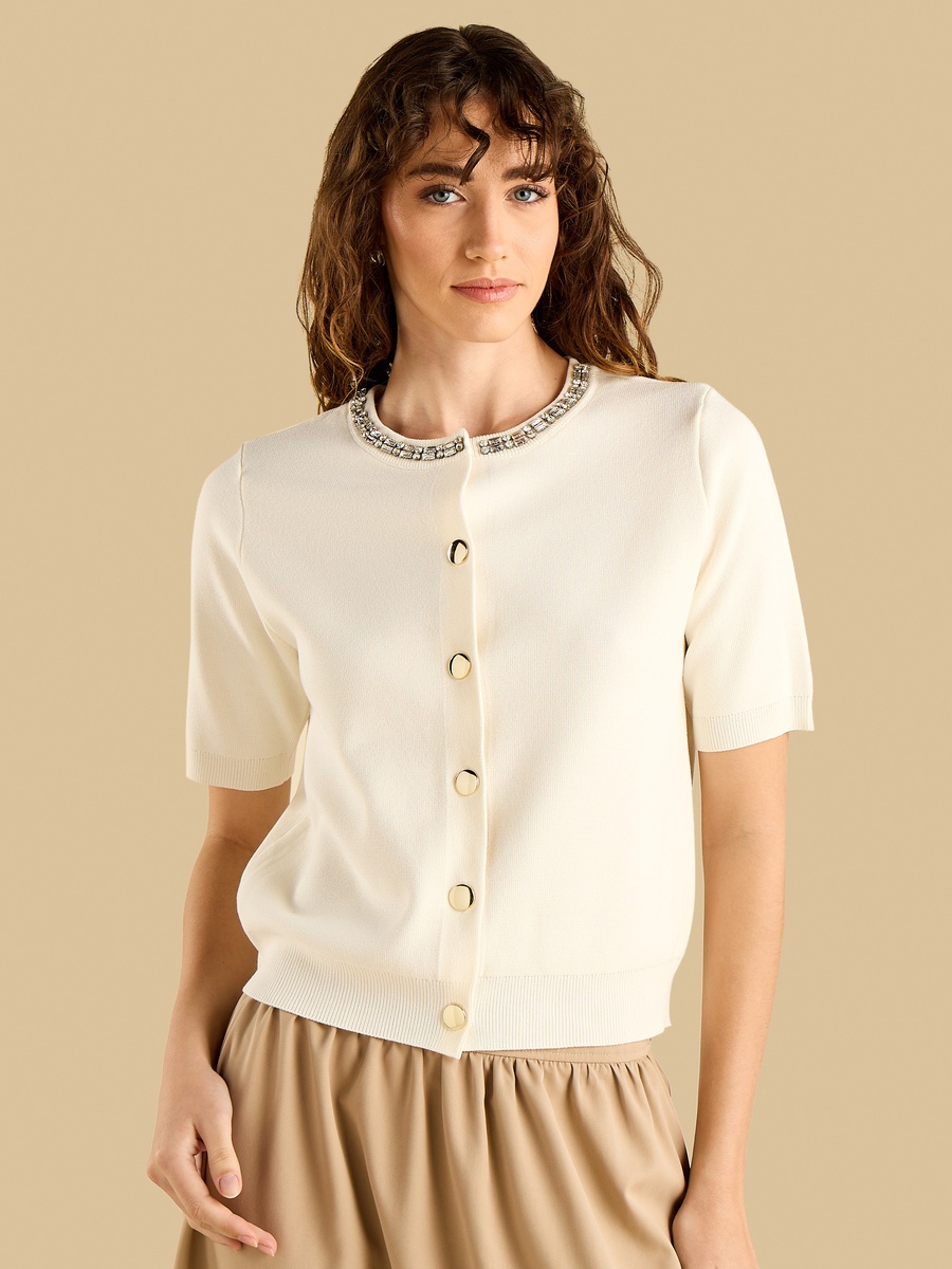 Embellished Neck Top