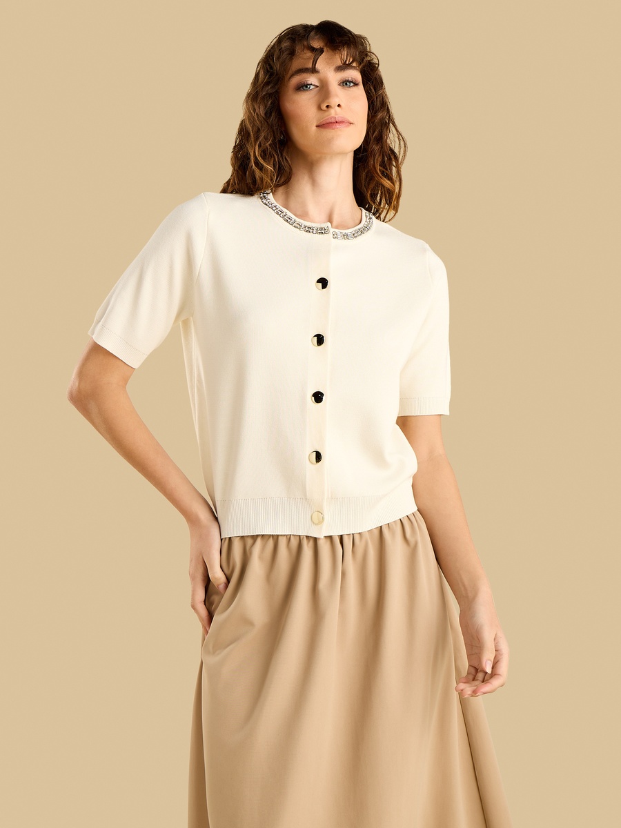 Embellished Neck Top