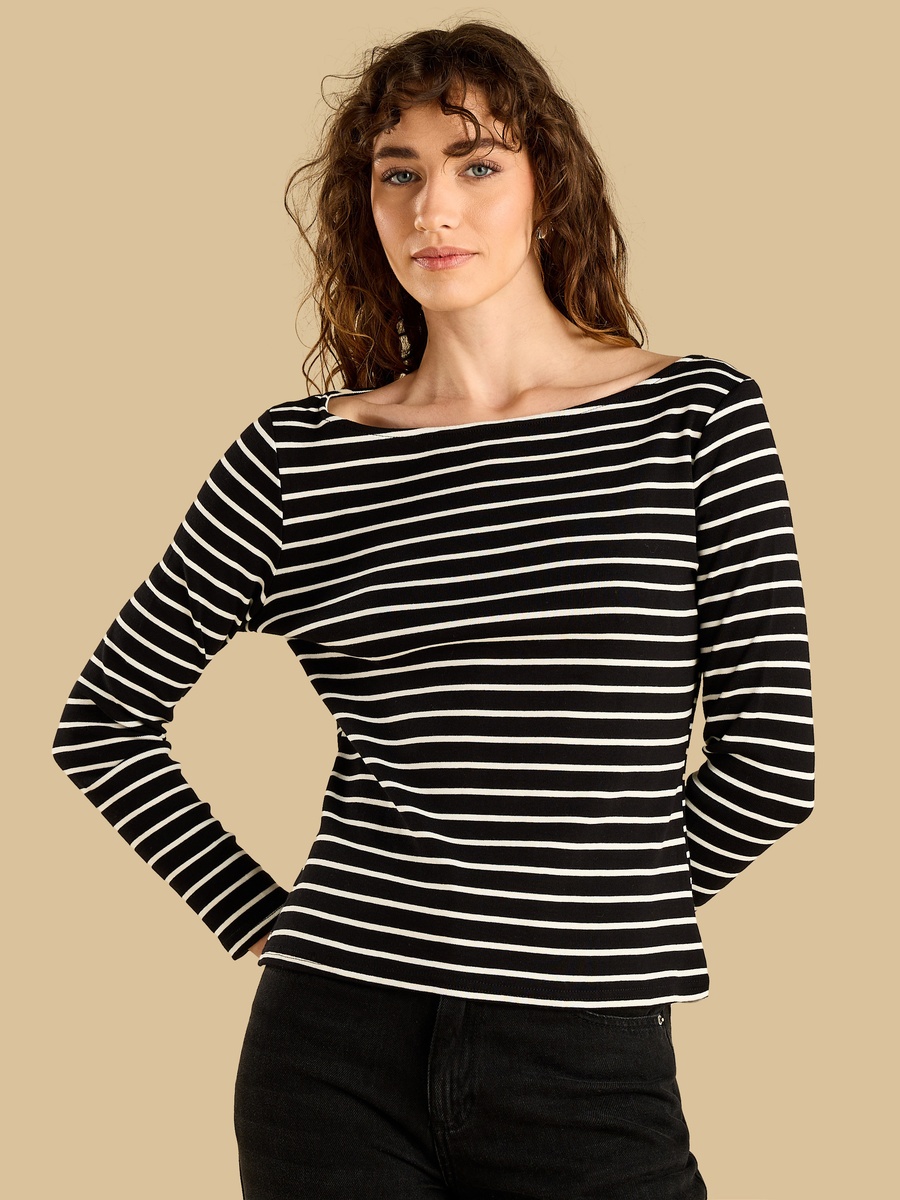 Striped Boat Neck Top