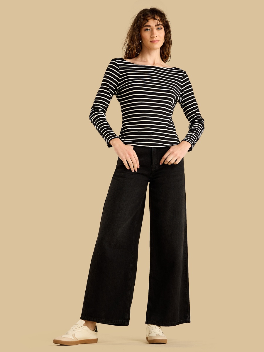 Striped Boat Neck Top