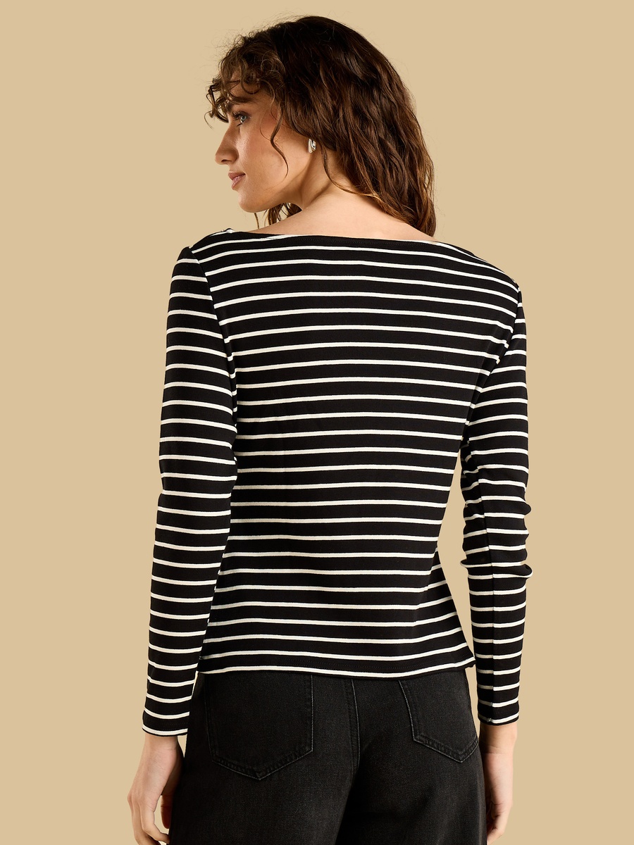 Striped Boat Neck Top