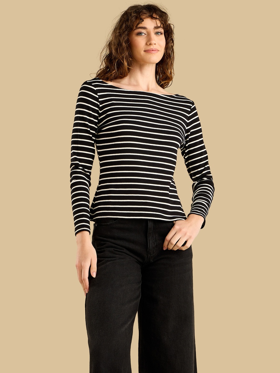 Striped Boat Neck Top