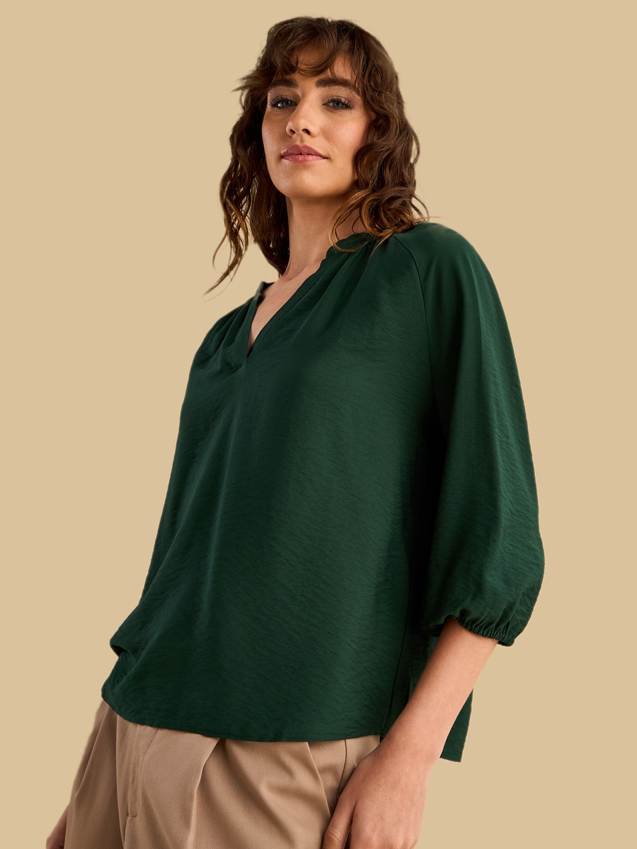 V Neck Top with 3/4 Sleeves