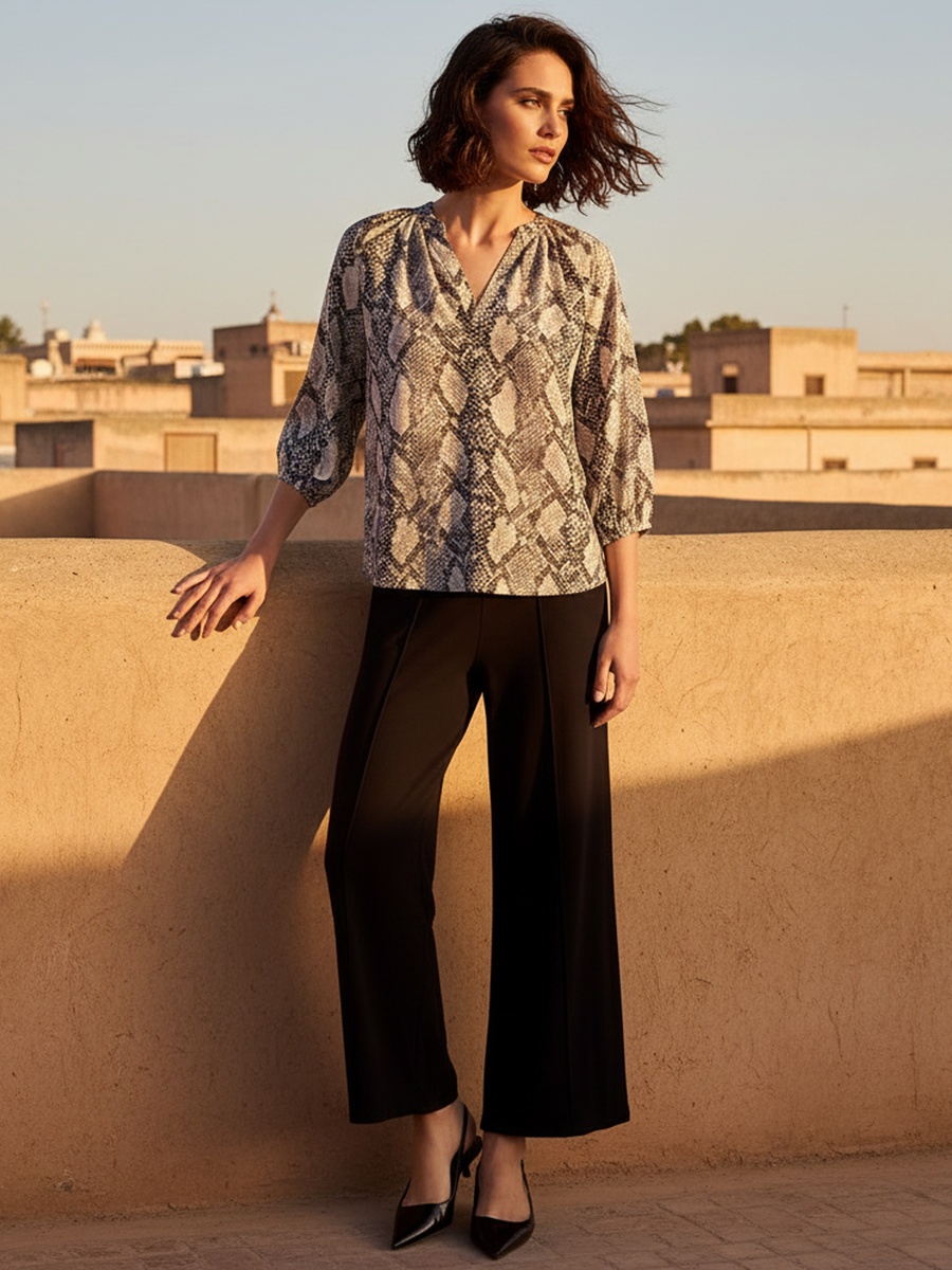 Animal Print Top with 3/4 Sleeves