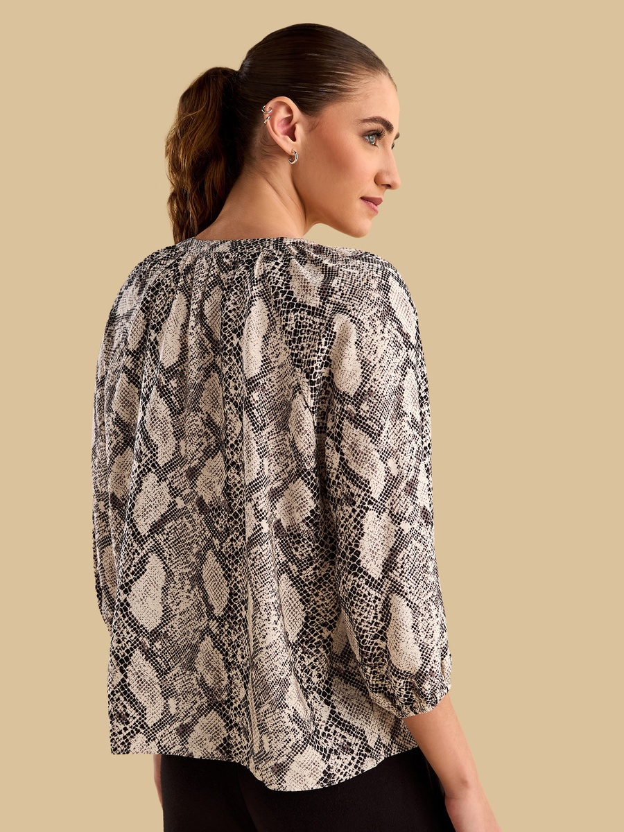 Animal Print Top with 3/4 Sleeves