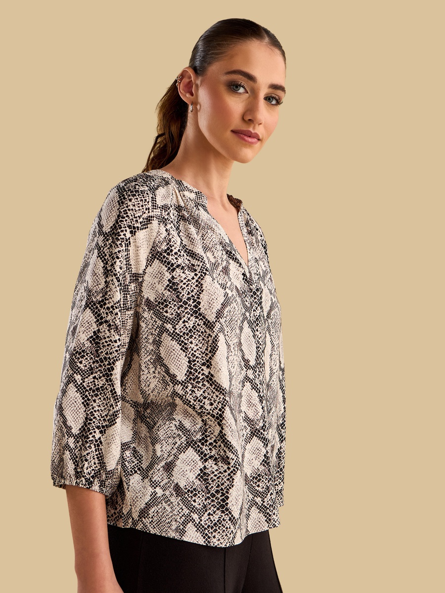 Animal Print Top with 3/4 Sleeves