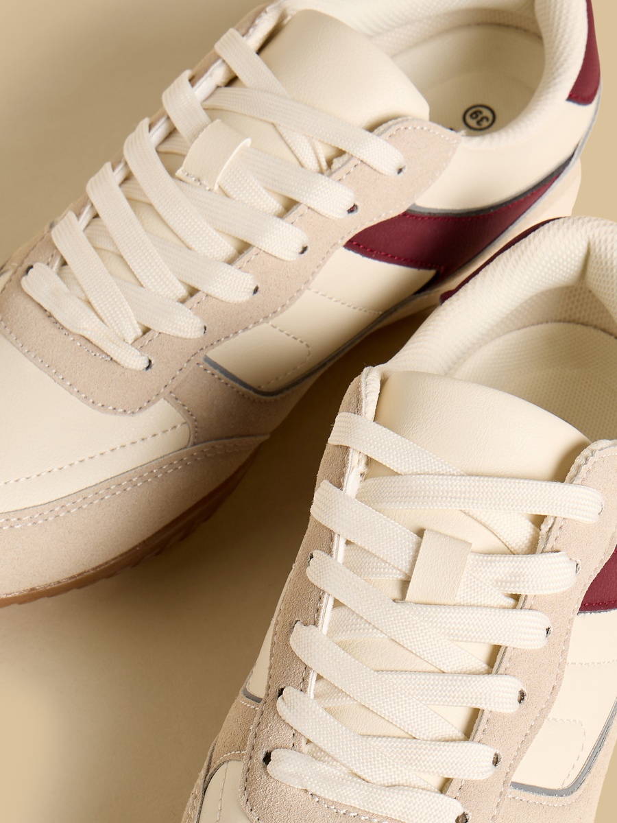 Panelled Lace-Up Sports Shoes