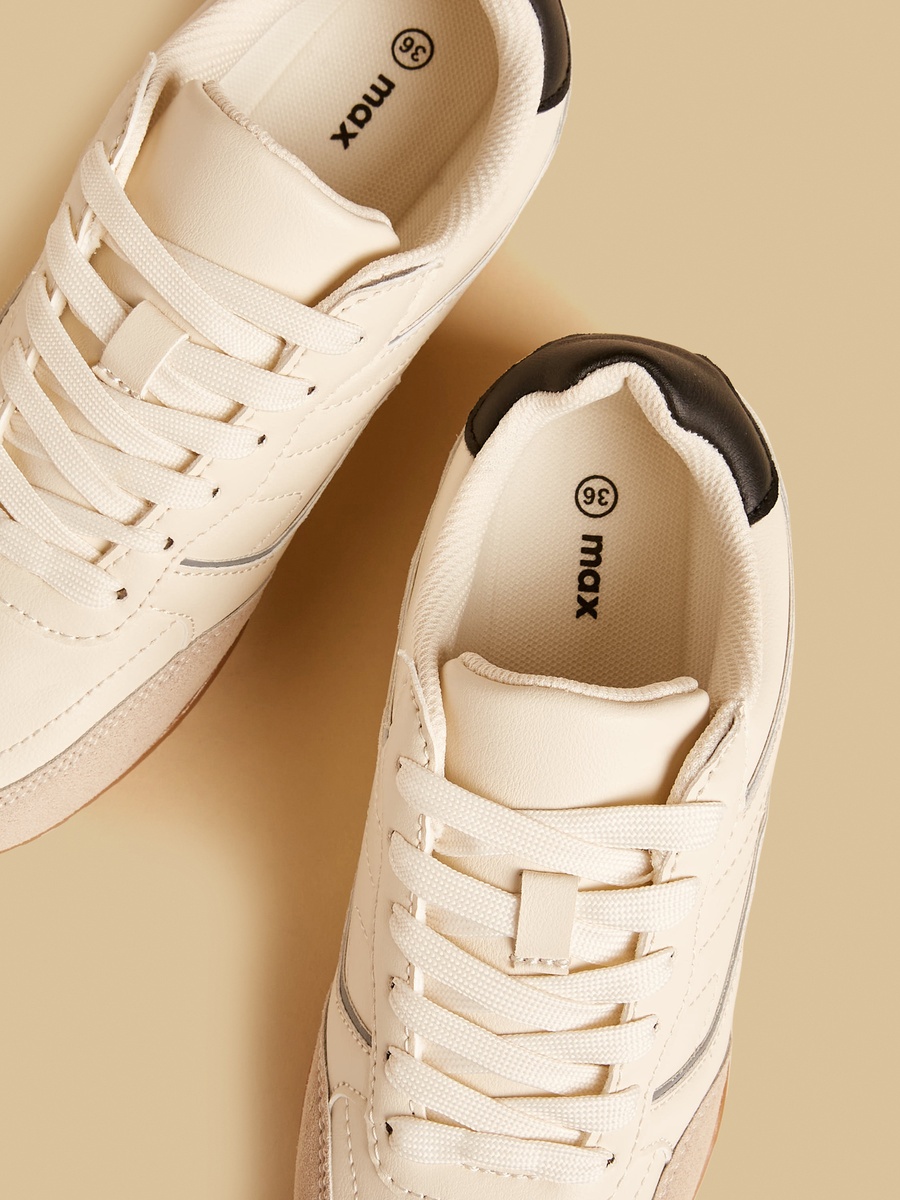 Panelled Lace-Up Sports Shoes