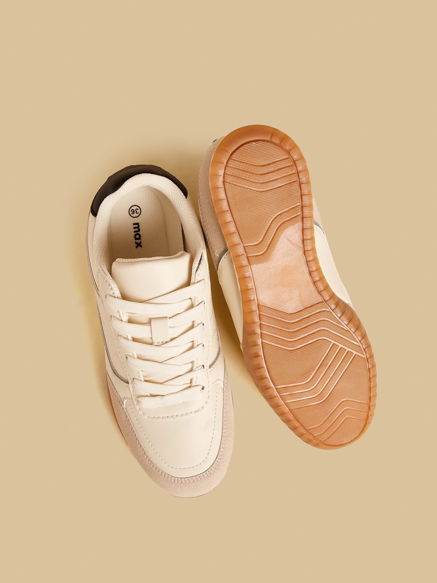 Panelled Lace-Up Sports Shoes