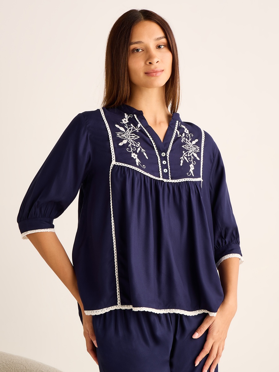 Viscose Pyjama Set Top and Trousers Set
