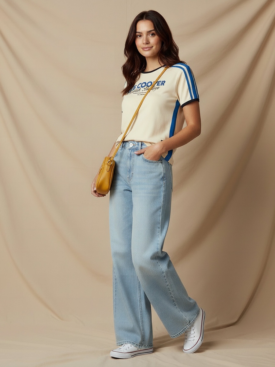 Wide Leg Flexi Waist Jeans