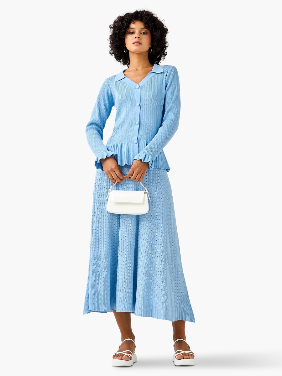 Textured Collared Peplum Cardigan
