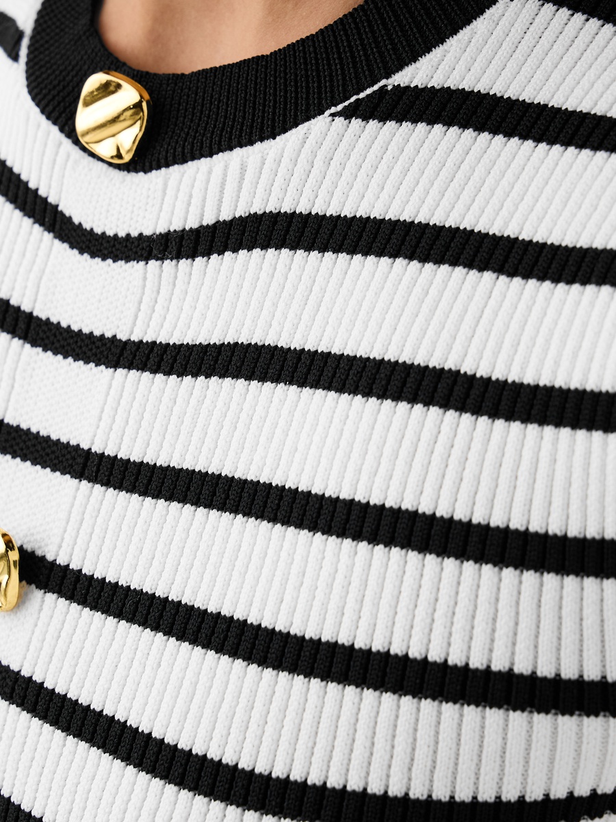 Striped Round Neck Peplum Top