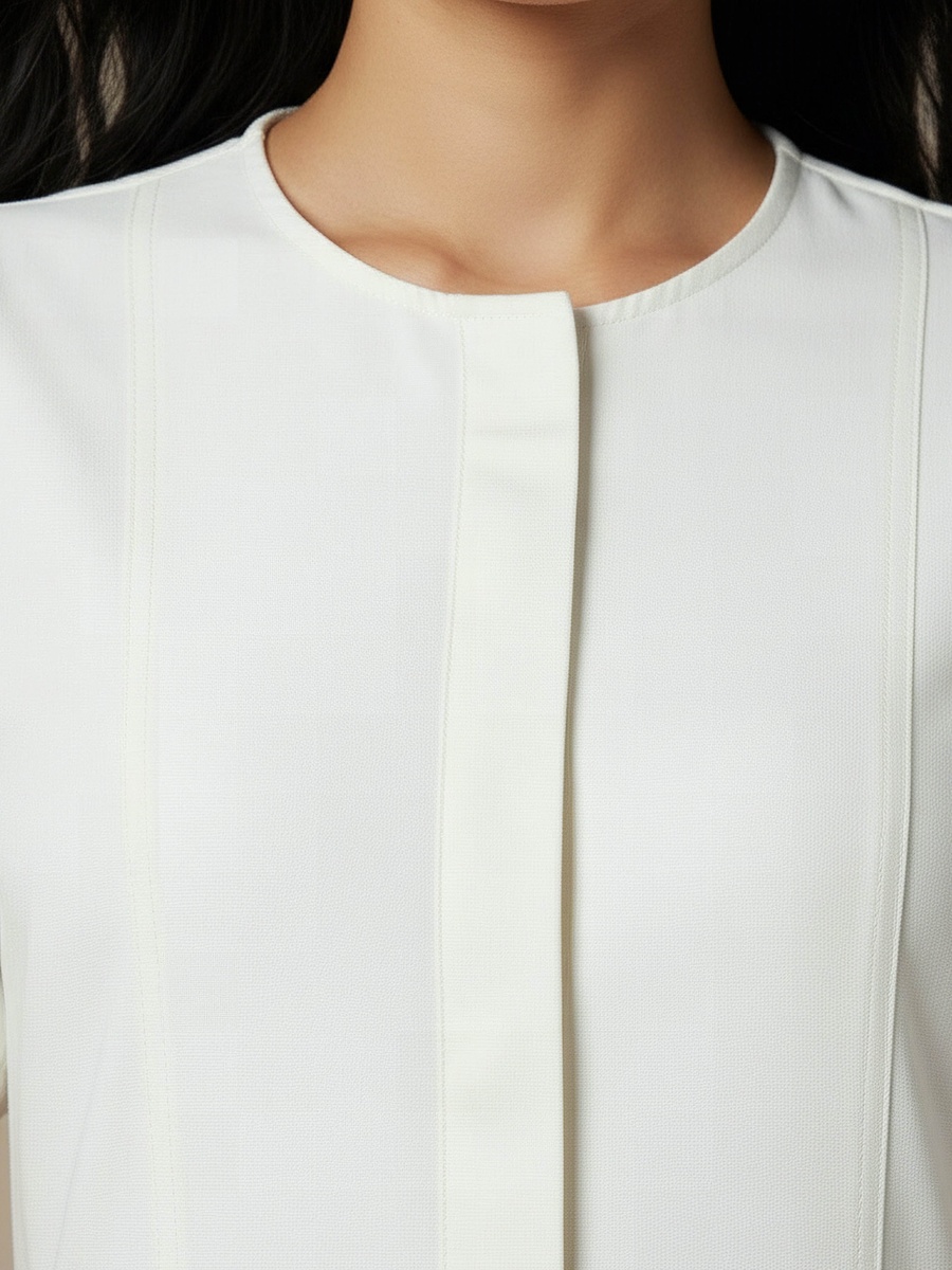 Shirt Midi Cotton Dress with Puff Sleeves
