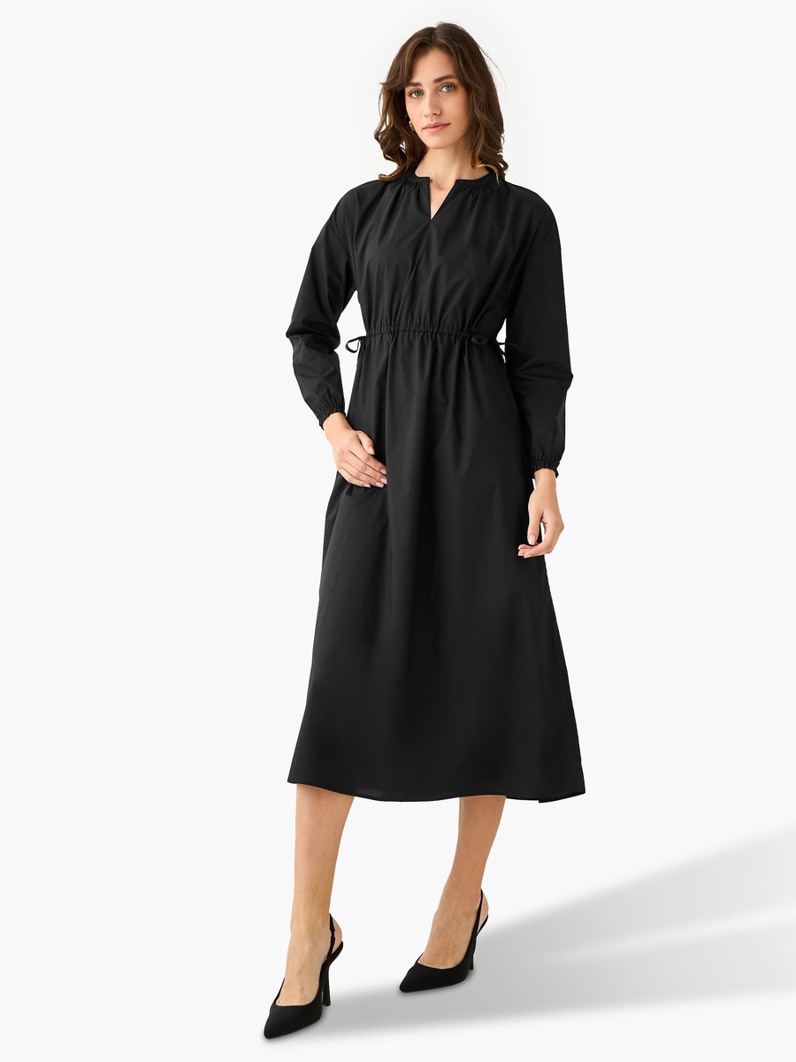 A-Line Midi Cotton Dress with Pockets