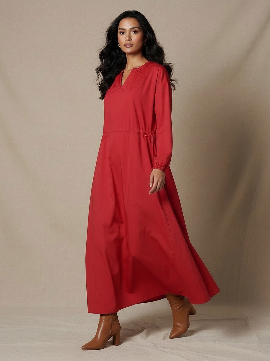 A-Line Midi Cotton Dress with Pockets For Default Category at Saudi | Styli A-Line Midi Cotton Dress with Pockets For Default Category at Saudi | Styli