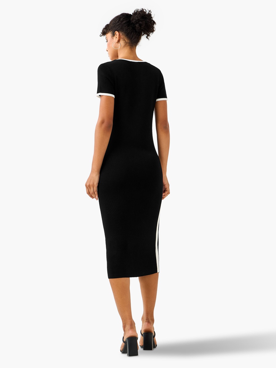 Bodycon Midi Dress with Trim Design