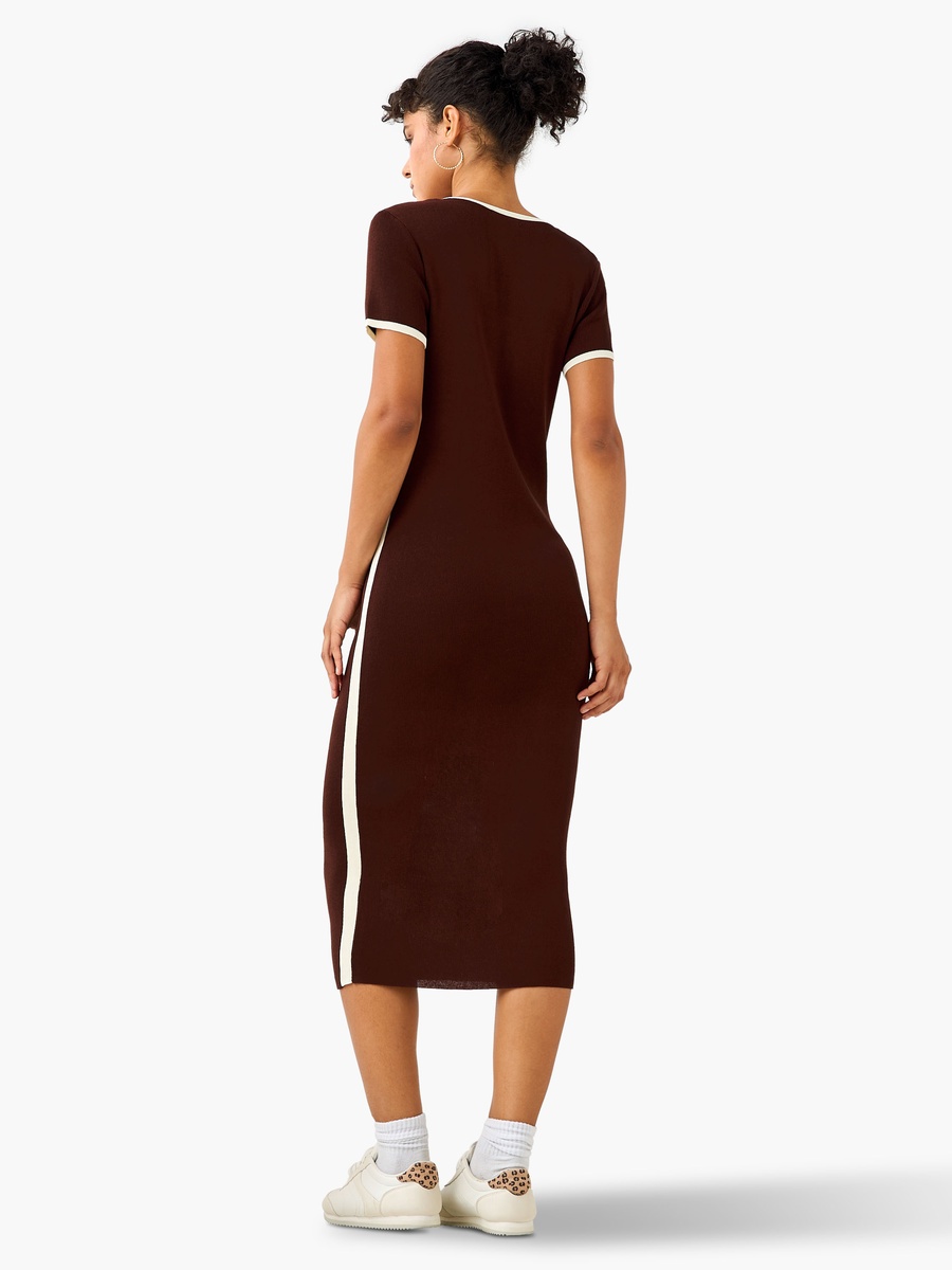 Bodycon Midi Dress with Trim Design