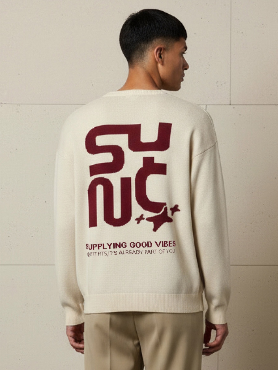 Men Crew Neck Jacquard Sweater