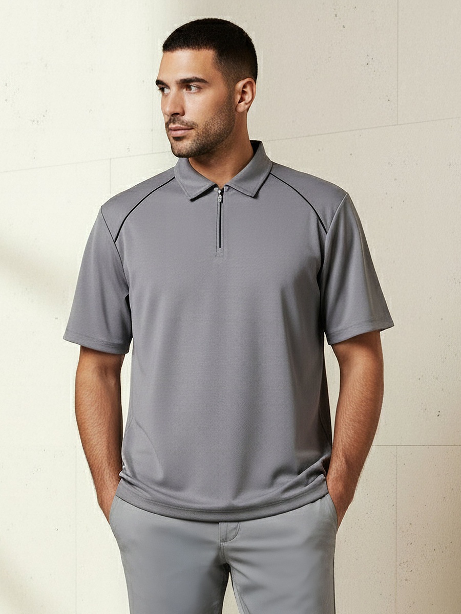 Love Pangolin Men Half Zip Polo T-Shirt
