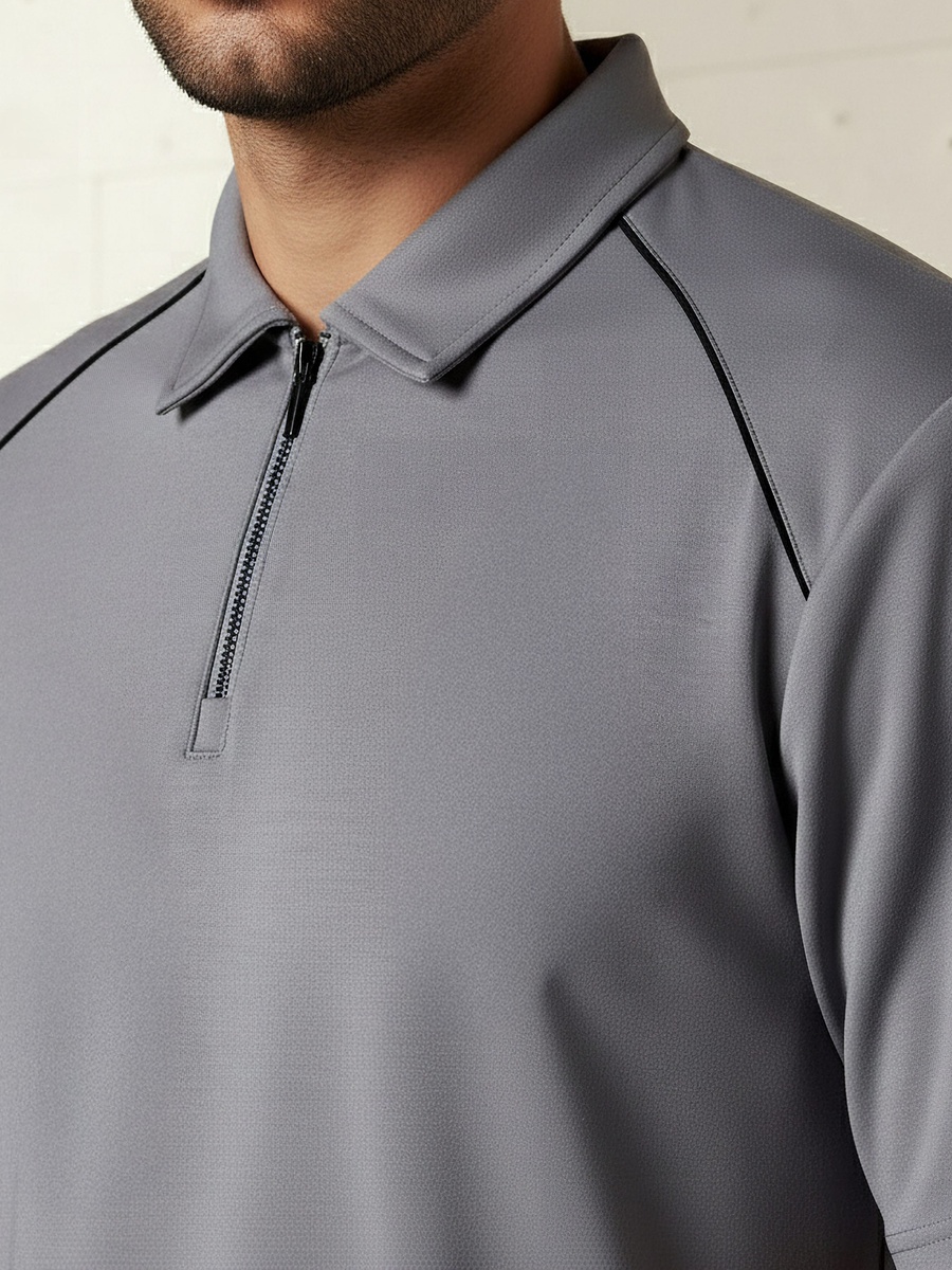 Love Pangolin Men Half Zip Polo T-Shirt