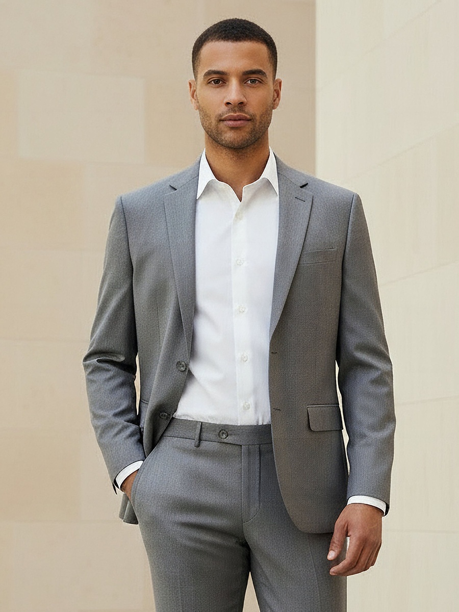 Men Slim Fit Textured Dobby Blazer