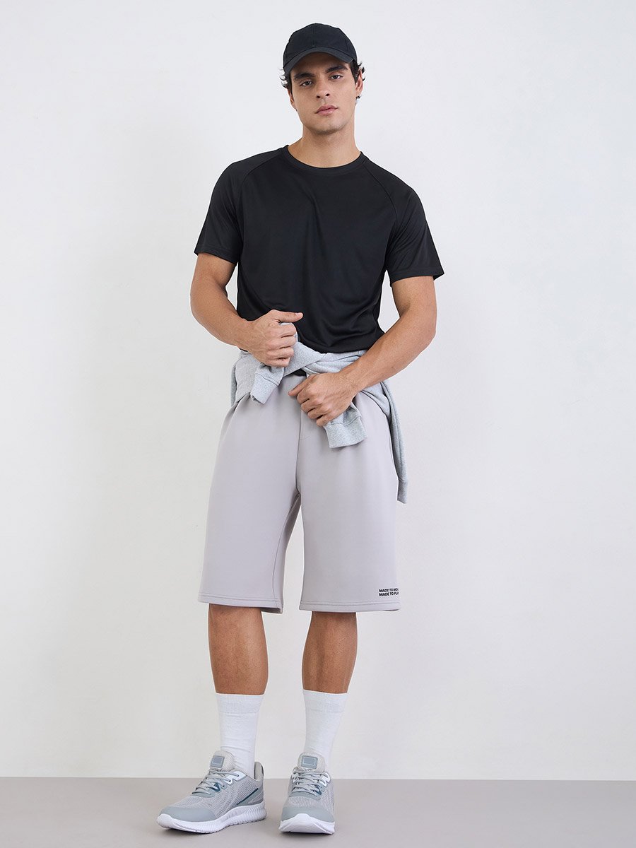 Men Back Reflective Print Raglan Sleeve Active T-Shirt