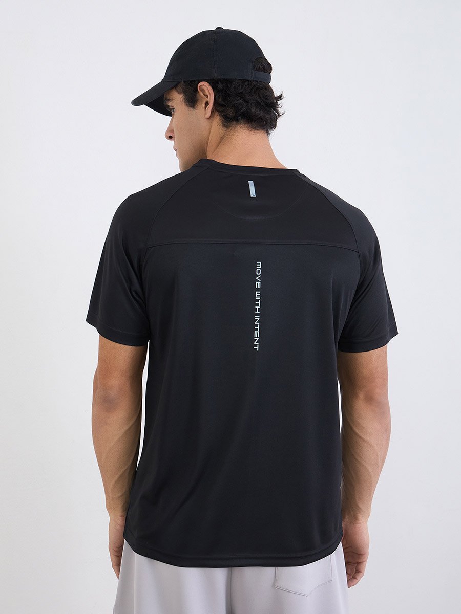 Men Back Reflective Print Raglan Sleeve Active T-Shirt