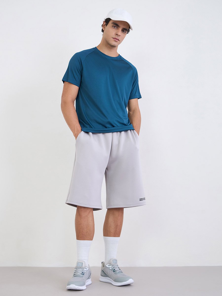 Men Back Reflective Print Raglan Sleeve Active T-Shirt