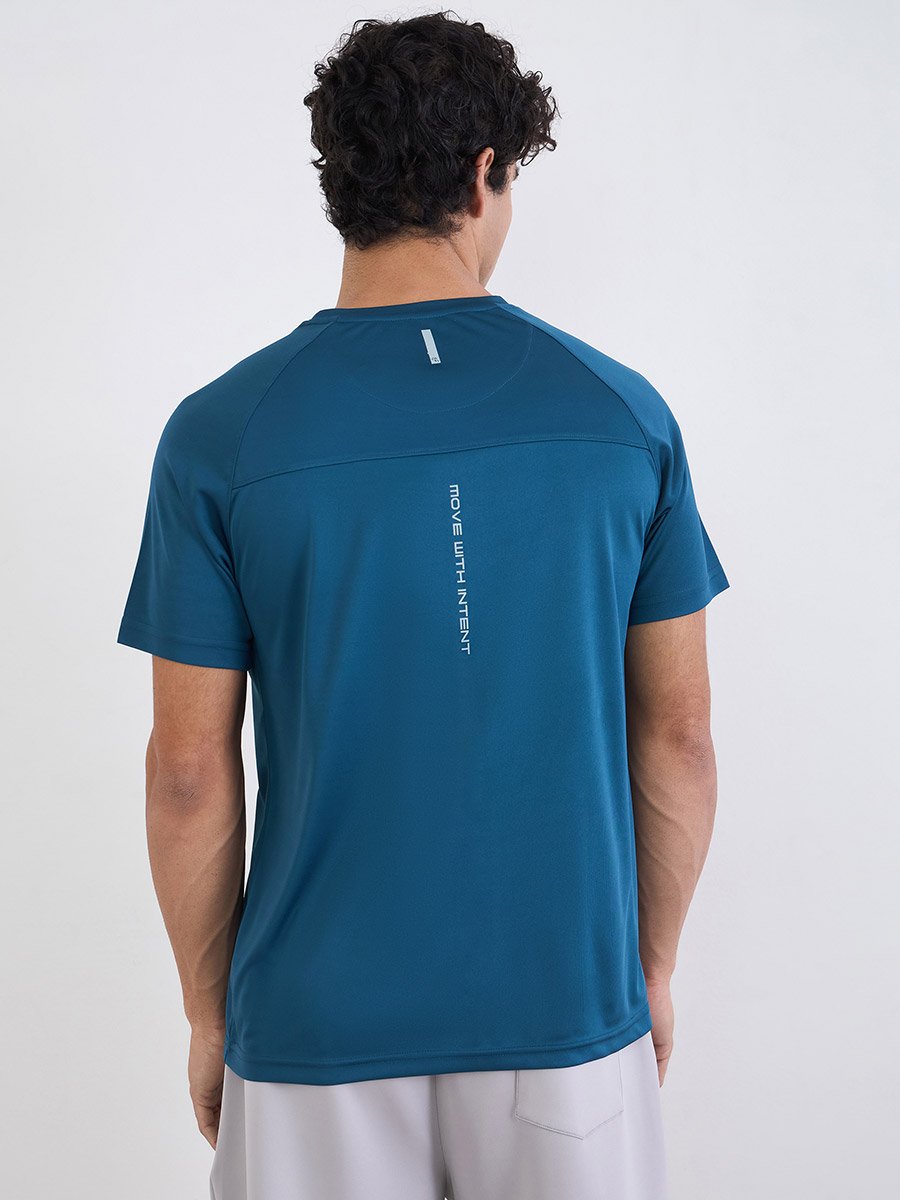 Men Back Reflective Print Raglan Sleeve Active T-Shirt