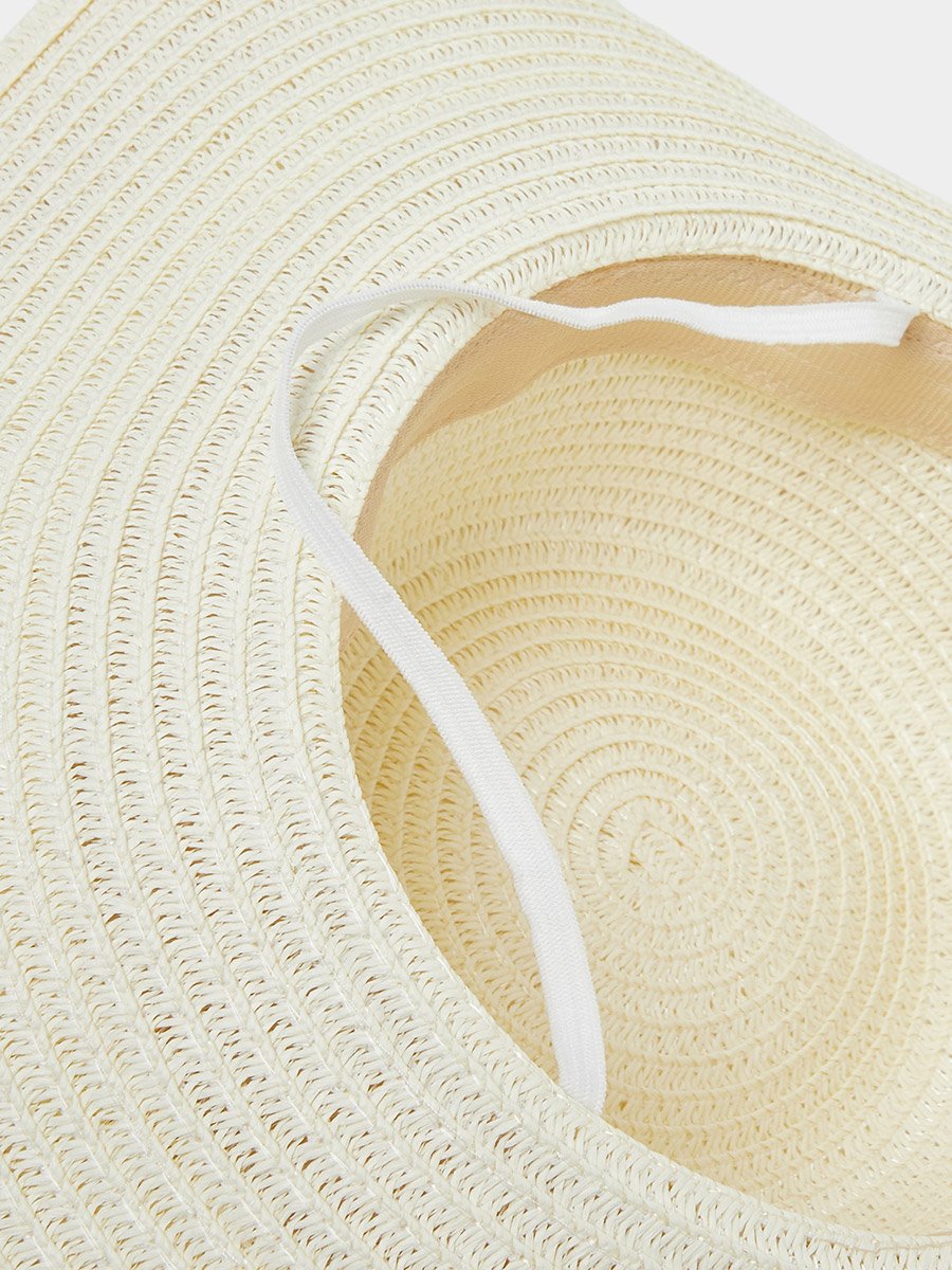 Wide Brim Frayed Edge Straw Hat