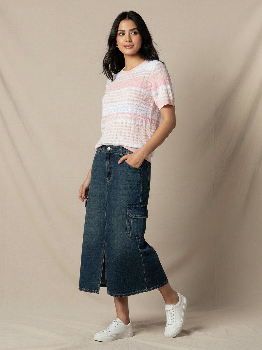 Regular Fit Striped Top with Texture