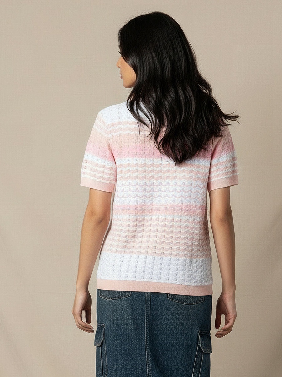 Regular Fit Striped Top with Texture