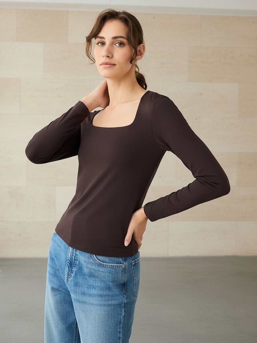Regular Fit T-Shirt with Square Neck