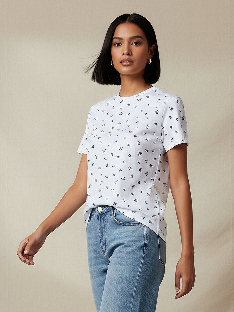 Slim Fit T-Shirt with Bow Print